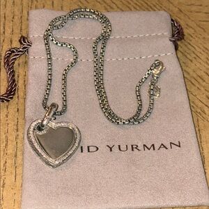 David Yurman Silver Heart Pendant Necklace with Polished Heart